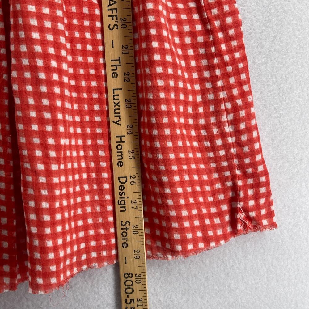 AUNTIE OTI Skirt L Gingham Check Pleated A-Line Cotton Khadi Pull On Cotton Red - Picture 8 of 9